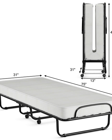 Rollaway Folding Bed with 4 Inch Mattress
