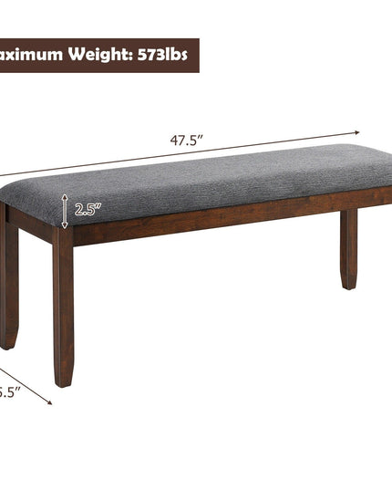 Giantex Dining Room Bench, Wood Kitchen Table Bench with Upholstered, 47.5 x 15.5 x 19.5 Inches Ottoman Bench