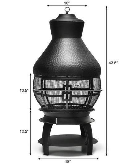 Wood Burning Chiminea, Heavy Duty Fireplace Wooden Chiminea Fire Pit