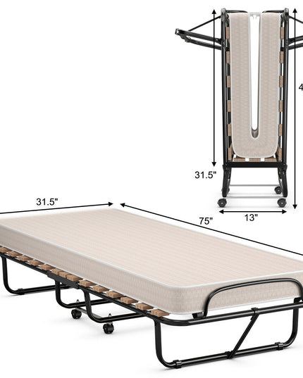 Folding Bed with Mattress Rollaway Guest Bed