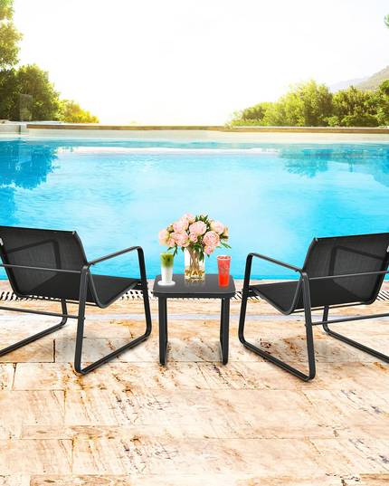 Giantex 3 Pieces Patio Furniture Set, Outdoor Bistro Set with Rustproof Steel Frame