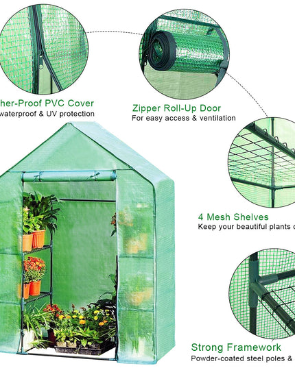 Greenhouse Outdoor Large Walk-in Plant Green house for Plants (Green)