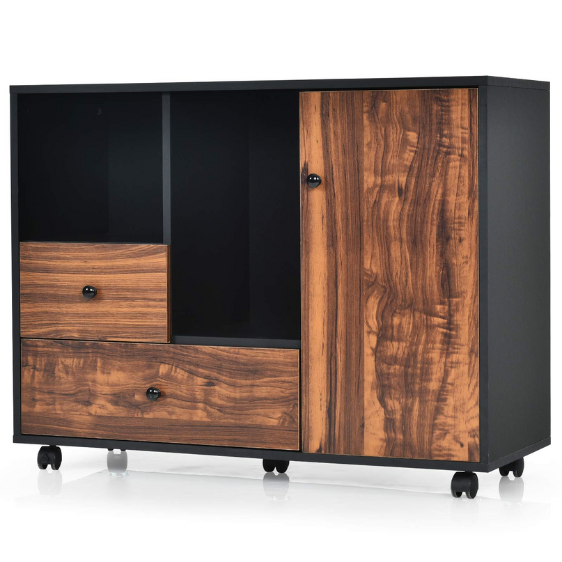 Giantex Mobile Filing Cabinet 2 Drawers, Large Storage Cabinet, Printer Stand on Wheels