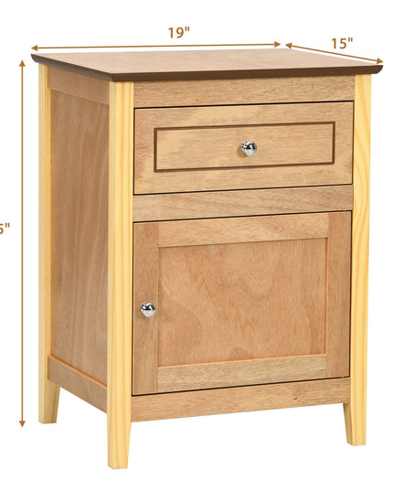 Wooden End Table W/Shelf - Giantex