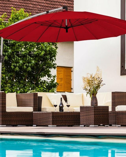10FT Patio Offset Umbrella, Cantilever Outdoor Umbrella with Easy Tilt Adjustment - Giantexus