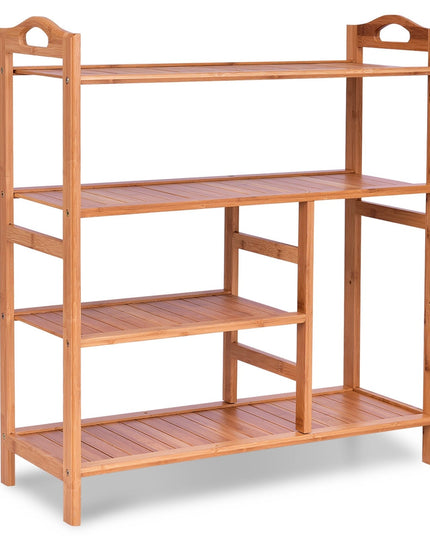 4-Tier Shoe Rack, Bamboo Shoe and Boot Rack 12-14 Pairs - Giantexus