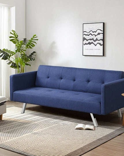 Convertible Futon Sofa, Modern 3 Seat Sofa Bed with USB and Power Strip