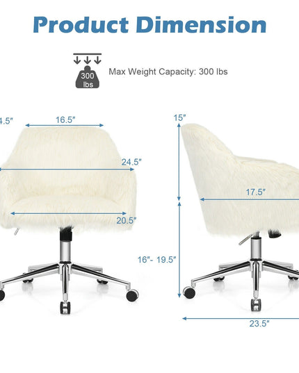 Fluffy Faux Fur Vanity Chair - Giantex
