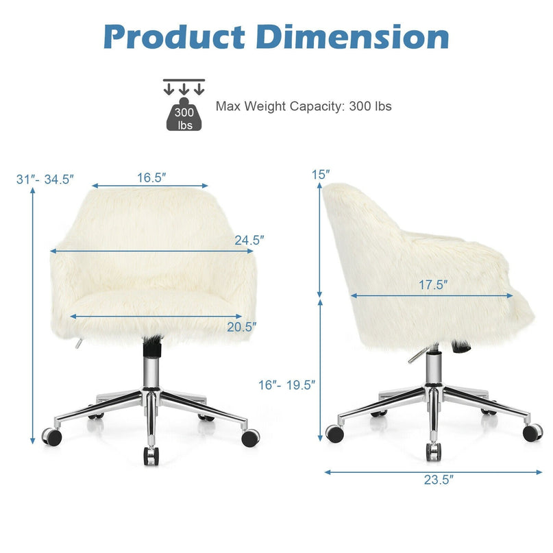Fluffy Faux Fur Vanity Chair - Giantex