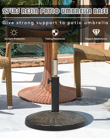 Giantex Round Patio Umbrella Base for 1.5" or 1.9" Diameter Pole, 27 lbs Heavy-Duty Resin Outdoor Umbrella Stand