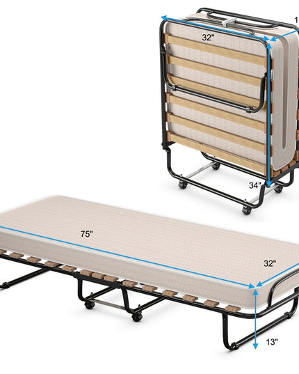 Rollaway Guest Bed W/Foam Mattress