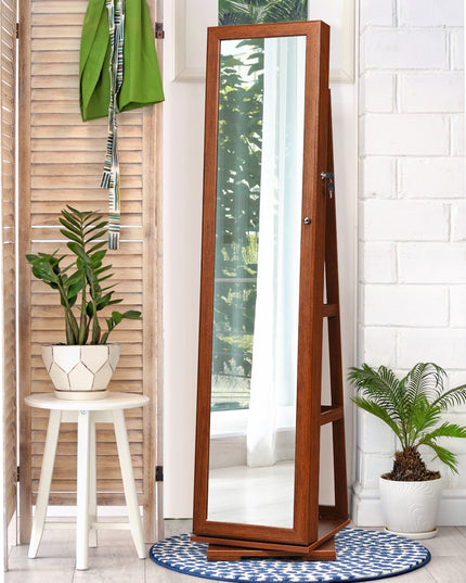 CHARMAID | 360-degree Rotating Jewelry Armoire with Higher Full Length Mirror - Giantexus