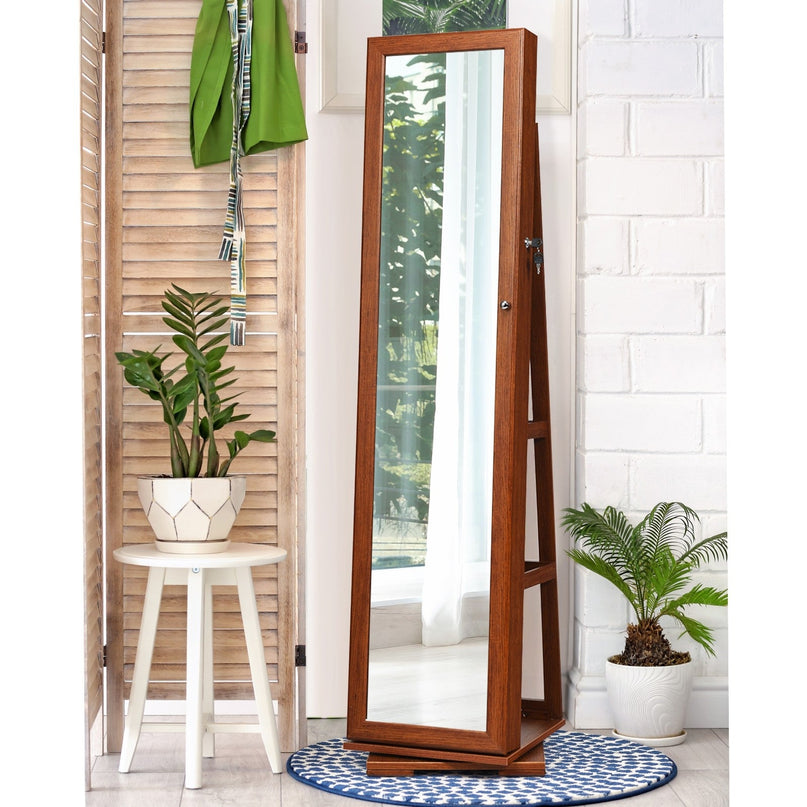 CHARMAID | 360-degree Rotating Jewelry Armoire with Higher Full Length Mirror - Giantexus