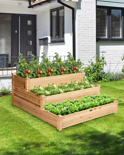 3 Tier Raised Garden Bed, 49'' x 49'' x 22"  (L x W x H)