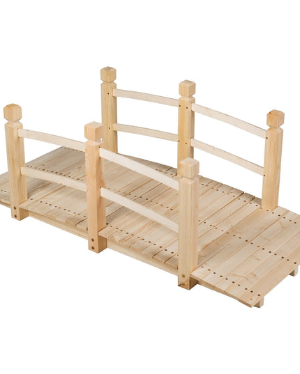 Giantex 5 Ft Wooden Garden Bridge, Stained Wood/Natural Wood  Garden Bridge