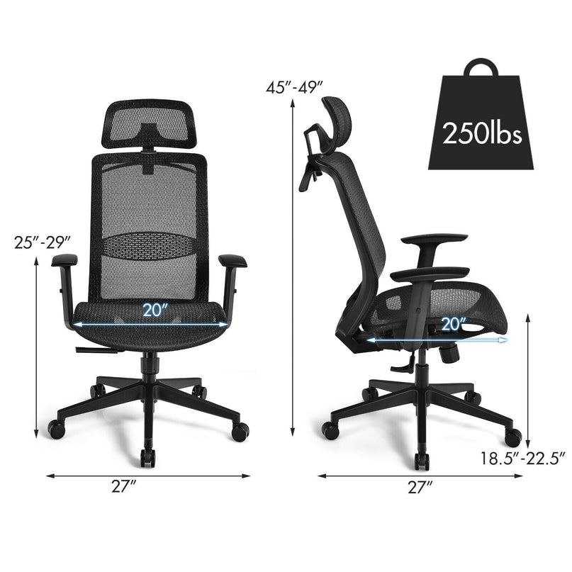 Mesh Office Chair, Ergonomic Office Chair with Headrest