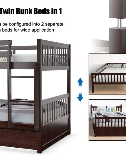 Giantex Full Over Full Bunk Bed with Trundle for Adults Kids Teens