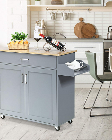 Giantex Kitchen Island, Rolling Kitchen Cart with Spice and Towel Rack, Large Drawer & 2-Door Storage Cabinet