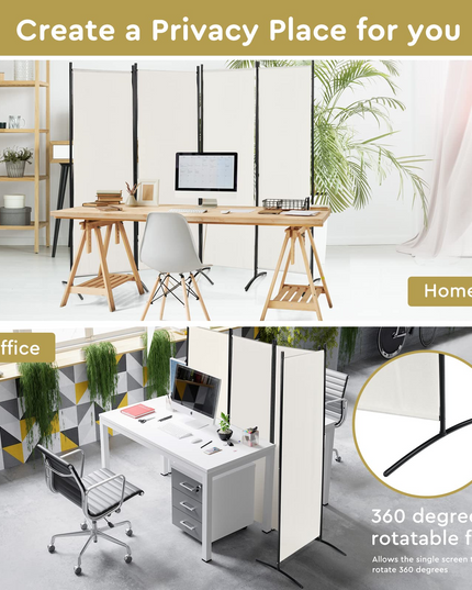 Giantex 4 Panel Room Divider, 5.6Ft Folding Screen, Home Office Freestanding Tall Partition