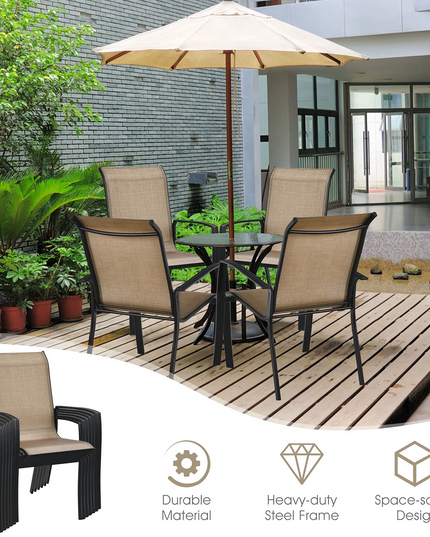 Giantex Metal Camping Chairs with High Backrest Armrest for Porch Deck Pool Beach Yard