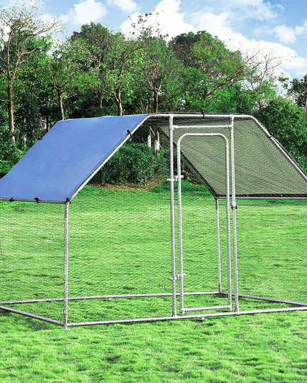 Giantex Large Metal Chicken Coop Walk-in Chicken Coops Hen Run House Shade Cage