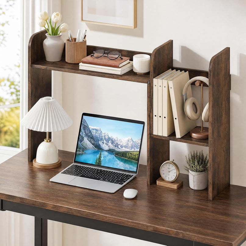 GIANTEX Extendable Desktop Bookshelf w/ Storage Hutch