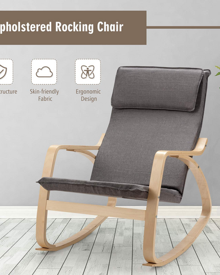 Giantex Stable Wooden Frame Relaxing Modern Leisure Armchair Suitable for Living Room, Bedroom, Balcony, Nursery Room