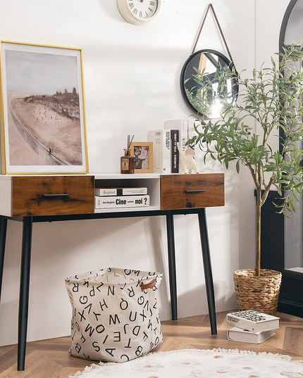 Giantex 48" Console Table, Industrial Style Sofa Table w/ 2 Drawers & Middle Open Shelf