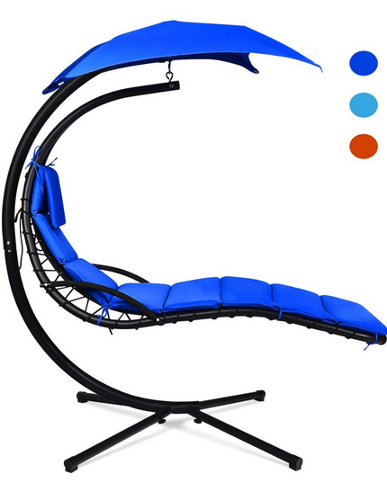 Hanging Chaise Lounger Chair, Arc Stand Porch Swing Chair - Giantex