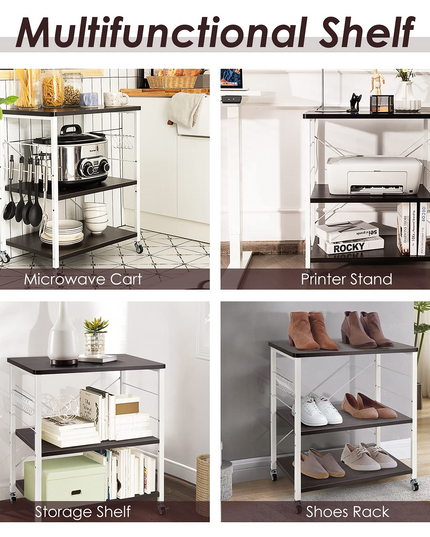 Giantex Kitchen Baker's Rack 3-Tier Microwave Cart on Wheels