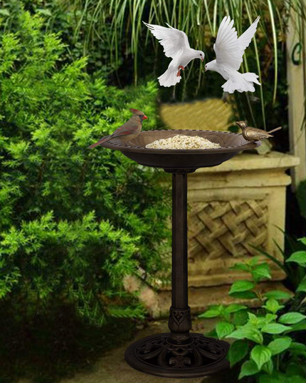 Giantex 28 Inch Height Pedestal Bird Bath Feeder Freestanding Antique Outdoor Garden Yard Patio Decor