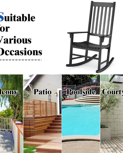 Giantex Rocking Chair Acacia Wood Frame Outdoor& Indoor