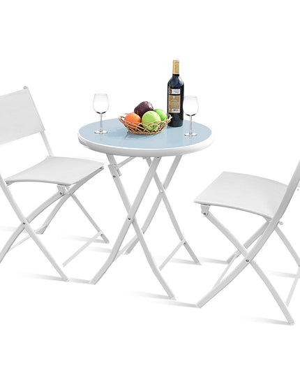Giantex Bistro Table Set, 3 Piece Patio Bistro Set, Outdoor Folding Table and Chairs