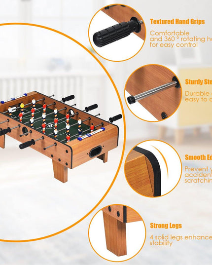 Giantex Foosball Table, 27in Mini Football Table Game w/ 2 Footballs, Score Keepers (Natural) - Giantexus