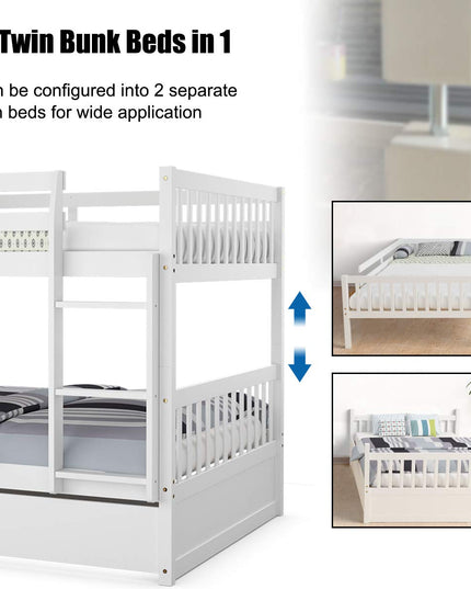 Giantex Full Over Full Bunk Bed with Trundle for Adults Kids Teens