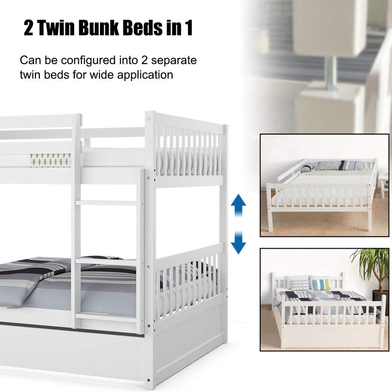 Giantex Full Over Full Bunk Bed with Trundle for Adults Kids Teens
