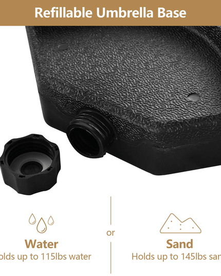 Giantex Patio Offset Umbrella Base Stand w/Sand/Water Filled 4-Pieces Base Plates (Round Base) - Giantexus