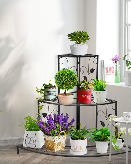 3 Tiers Corner Shelf Metal Plant Stand - Giantex
