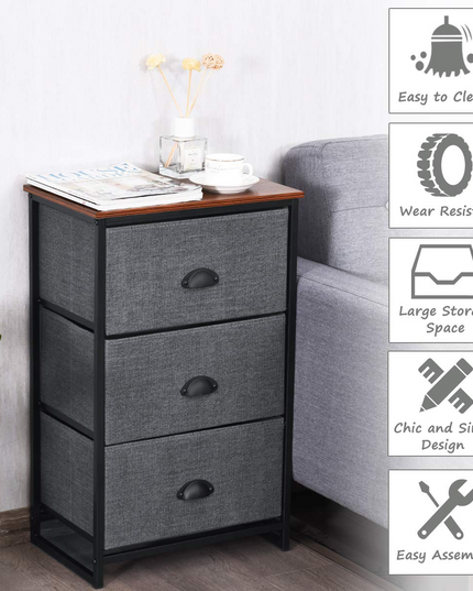 Giantex Dresser Storage Tower Nightstand W/Fabric Drawers