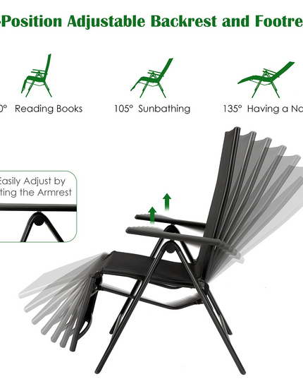 Giantex Reclining Patio Chairs Folding Lounge Chair