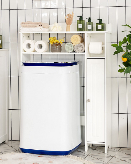 Giantex Over-The-Toilet Storage Rack, Bathroom Freestanding Space Saver with 1-Door Side Storage Cabinet