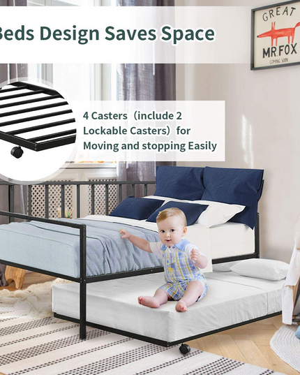 Giantex Twin Size Daybed and Trundle Frame Set