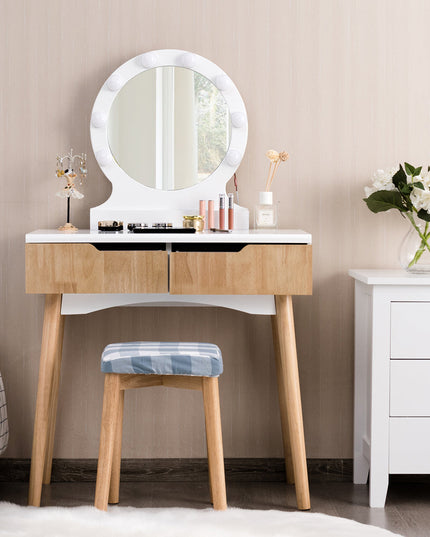 Vanity Table Set with 8 Light Bulbs and Touch Switch