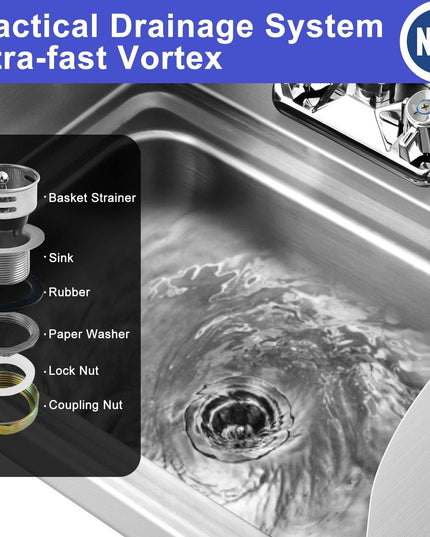 Giantex Stainless Steel Hand Washing Sink, Wall Mount Hand Sink w/ Faucet, 17" x 15" - Giantexus