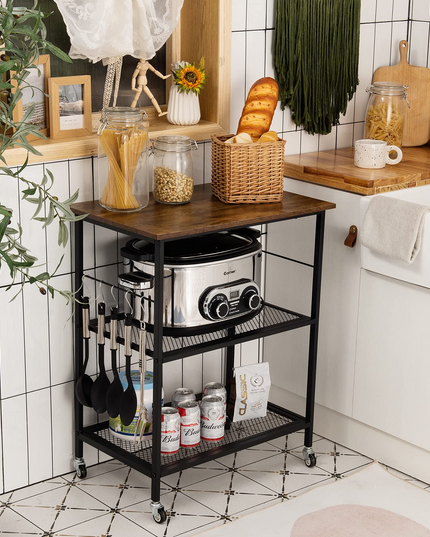 Giantex 3 Tier Kitchen Bake's Rack, Rolling Microwave Cart, Industrial Bar Service Cart