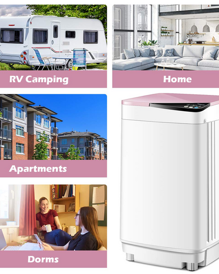 7.7 lbs Compact Full-Automatic Laundry Washing Machine (Pink)