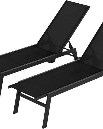 Giantex Patio Lounge Chair with Wheels | Sun Tanning Chair with Adjustable 6-Position Backrest