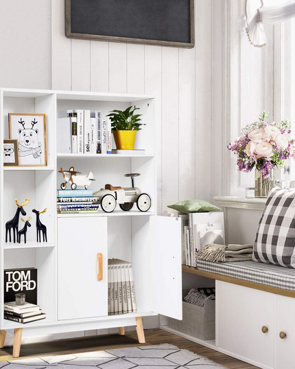 Giantex Storage Cabinet, Free Standing Pantry Cabinet with 2 Door Cabinet and 5 Shelves