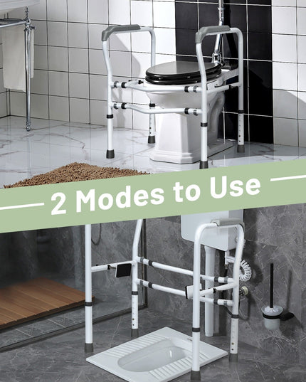 Toilet Safety Rail Free Standing Safety Assist Frame W/ 360 degree Rotatable Clip