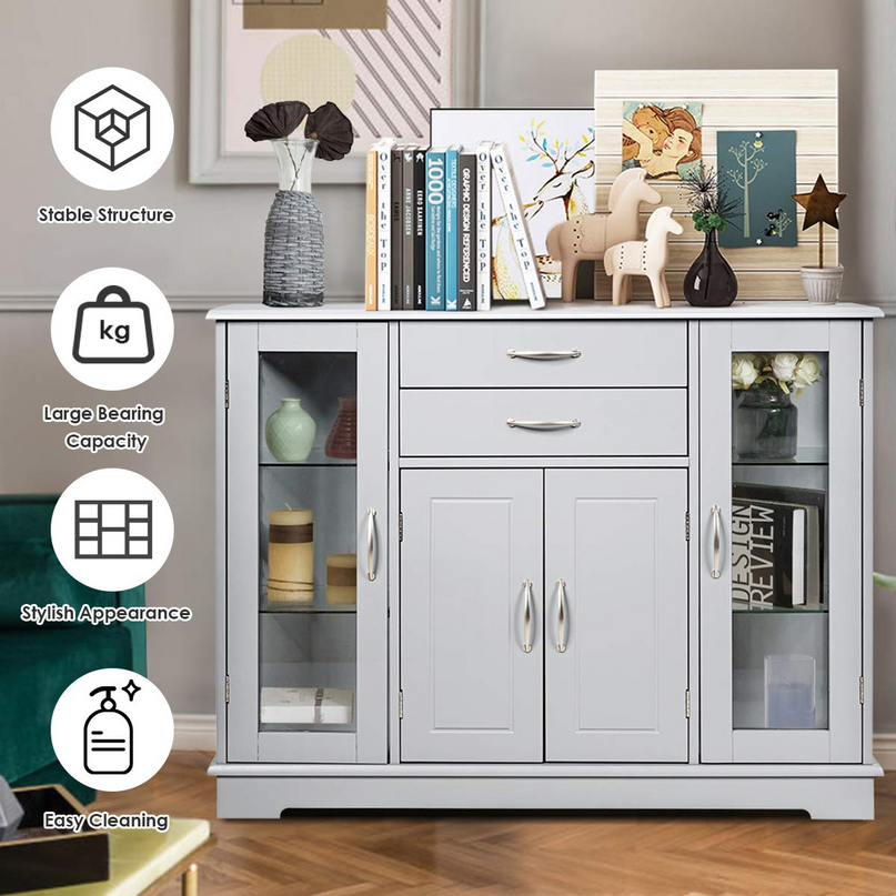 Giantex Sideboard Buffet Server Storage Cabinet W/ 2 Drawers